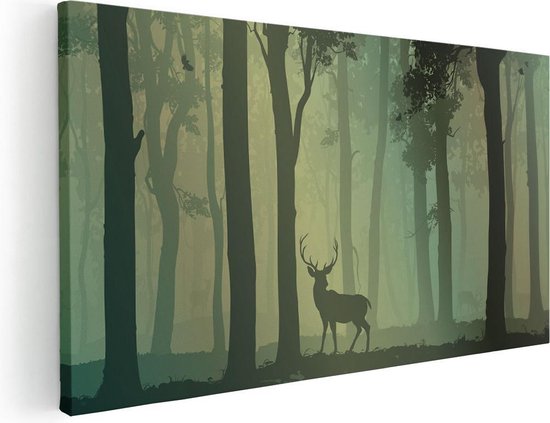 Artaza Peinture sur toile Cerf dans la forêt - Silhouette - 40x20 - Klein - Image sur toile - Impression sur toile
