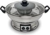 Remo - Elektrische fonduepan met grillplaat - 3,8 liter - Ø 30cm - Elektrische hotpot met grillplaat