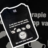 T-Shirt zwart met opdruk 'toch maar therapie' maat XXL-ronde hals