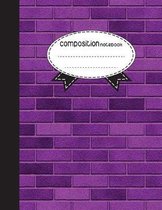 Composition Notebook, 8.5 x 11, 110 pages: Purple brick