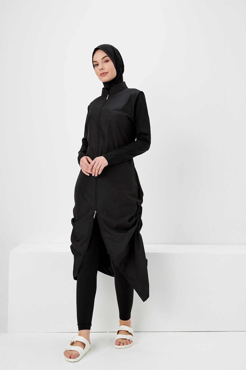 Hasema - Dames Hijab Badpak Sine Model- Kleur Zwart - Zwemset Met Legging + Zwemkap En Zwempak Maat L