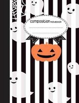 Composition Notebook, 8.5 x 11, 110 pages: Pumpkin Ghost Halloween v.8