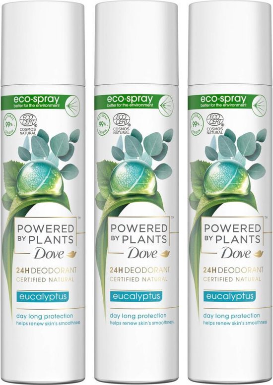 Lot De 4 Déodorants Spray DOVE BIO Eucalyptus 99% Naturel - 75 Ml Chaque, Neuf
