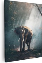 Artaza Canvas Schilderij Olifant In Het Bos Met Zonneschijn - 80x100 - Groot - Foto Op Canvas - Canvas Print