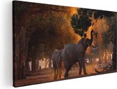 Artaza - Peinture sur toile - Deux éléphants dans la forêt - 100 x 50 - Groot - Photo sur toile - Impression sur toile