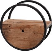 Wandplank design cirkel Ø50 cm met massief houten lade