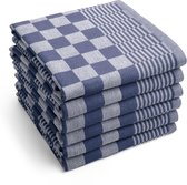 I2T Keukenset Geblokt - 6x Theedoek - Blauw