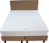Bedworld Boxspring 140x210 - Stevig - Lederlook - Donker beige (MD923)