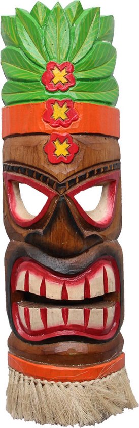 Tiki Masker rok - Houten decoratie - Tiki - Tiki masker - Decoratie - 50 cm - Masker - Mancave - Bar decoratie - Hand beschildert – Hawaii decoratie - Cave & Garden
