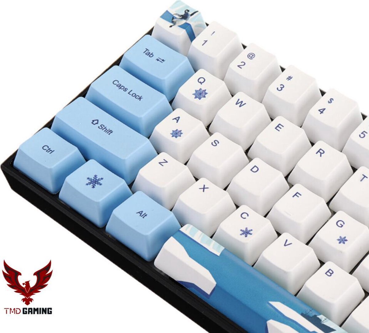 cigemay 10PCS Ersatz-DIY-Tastenkappen mit/ESC/Strg/Alt Tastenkappe, Blaue und Weiße PBT-Tastenkappen Im Porzellanstil für die Meisten Mechanischen 61/87/104/108-stelligen Mechanischen