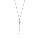 Twice As Nice Halsketting in zilver, slangketting, infinity met zirkonia  42 cm+3 cm