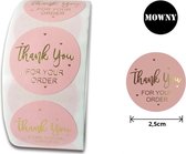 Mowny - Thank you stickers - bedrijf stickers - roze - 500 stuks - webshop - bedankt stickers - stickers op rol - bestelling - order