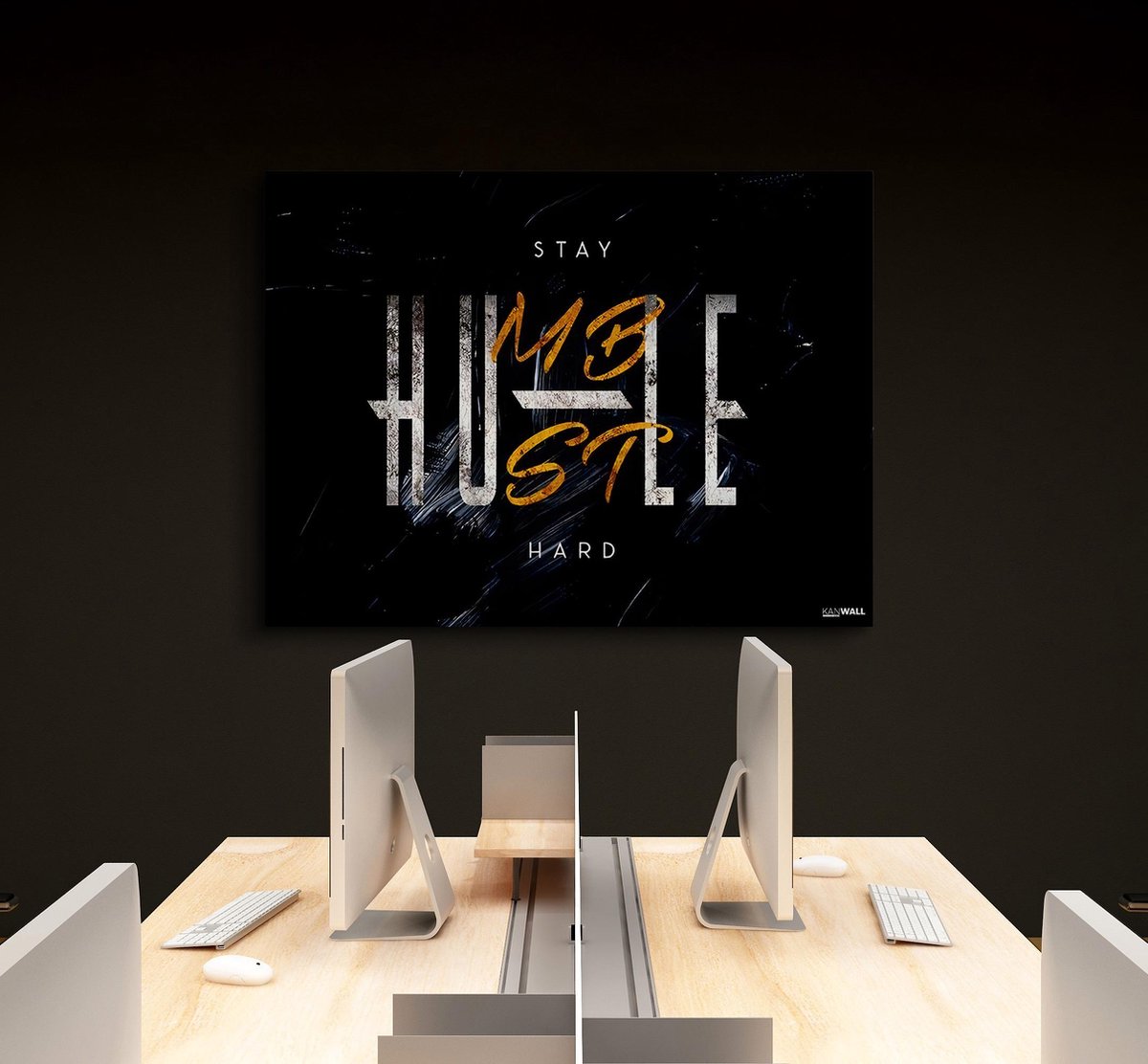Kanwall - Schilderij - Luxe Hustle| Woonkamer Slaapkamer Kantoor Humble| Hustle Art ** Dik! Effect** - Zwart - 75 X 100 Cm
