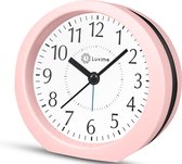 Luxime - Wekker Analoog Zonder Tikgeluid - Senioren - Met Alarm - Slaapkamer - Roze