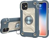 Schokbestendige siliconen + pc-beschermhoes met dubbele ringhouder voor iPhone 11 (Daisy Blue)