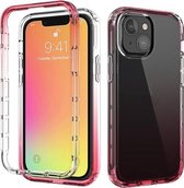 Schokbestendige hoge transparantie Tweekleurige geleidelijke verandering PC + TPU Candy Colors-beschermhoes voor iPhone 13 mini (rood)