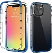Schokbestendige hoge transparantie Tweekleurige geleidelijke verandering PC + TPU Candy Colors-beschermhoes voor iPhone 13 mini (blauw)