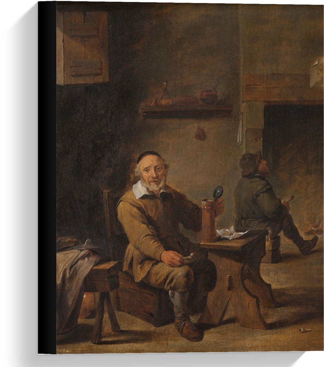 Canvas  - Oude meesters - De oude bierdrinker, David Teniers (II) - 30x40cm Foto op Canvas Schilderij (Wanddecoratie op Canvas)