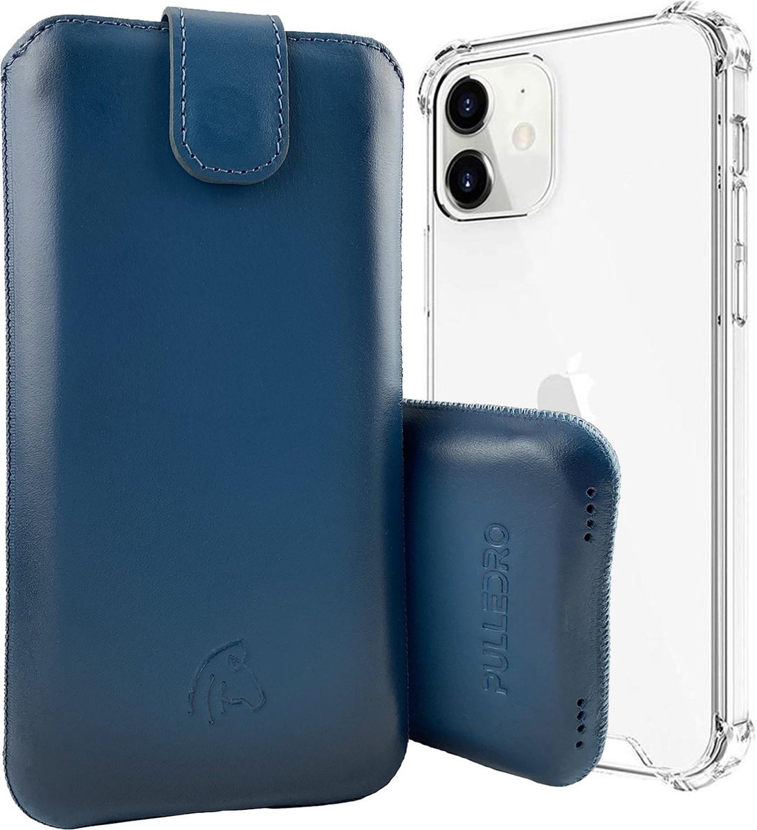 Pulledro geschikt voor iPhone 13 Pro Sleeve leren Insteekhoesje + BackCover - Burned Blue