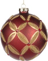 Goodwill Kerstbal Glas Rood-Goud D 10 cm Voordeelaanbod per 2 stuks