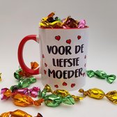 Mok of beker met "Voor de liefste moeder" - koffiemok, theebeker, cadeautje, moederdag, moeder, valentijnsdag, liefde