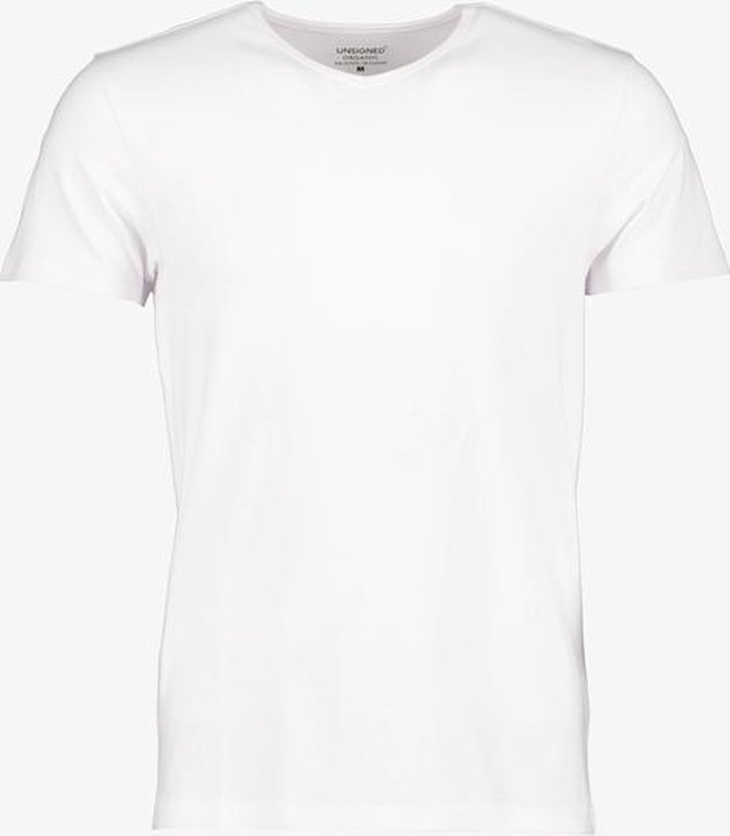 Unsigned heren T-shirt wit v-hals - Maat XXL