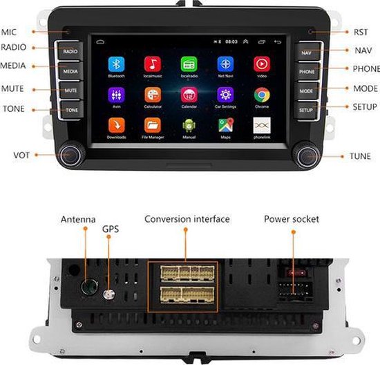 Autoradio voor Volkswagen Polo T5 Tiguan Golf Seat Leon Altea Skoda Octavia Fabia Yeti | 2003 t/m 2020 | 9 INCH | Denago | 2003 2004 2005 2006 2007 2008 2009 2010 2011 2012 2013 2014 2015 2016 2017 2018 2019 2020 | Bluetooth & Wifi