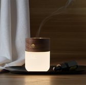 Gingko – Smart Diffuser Lamp –  Notenhout - Verdamper – Aromatherapie - Geurverspreider - Oplaadbaar - Luxe lamp