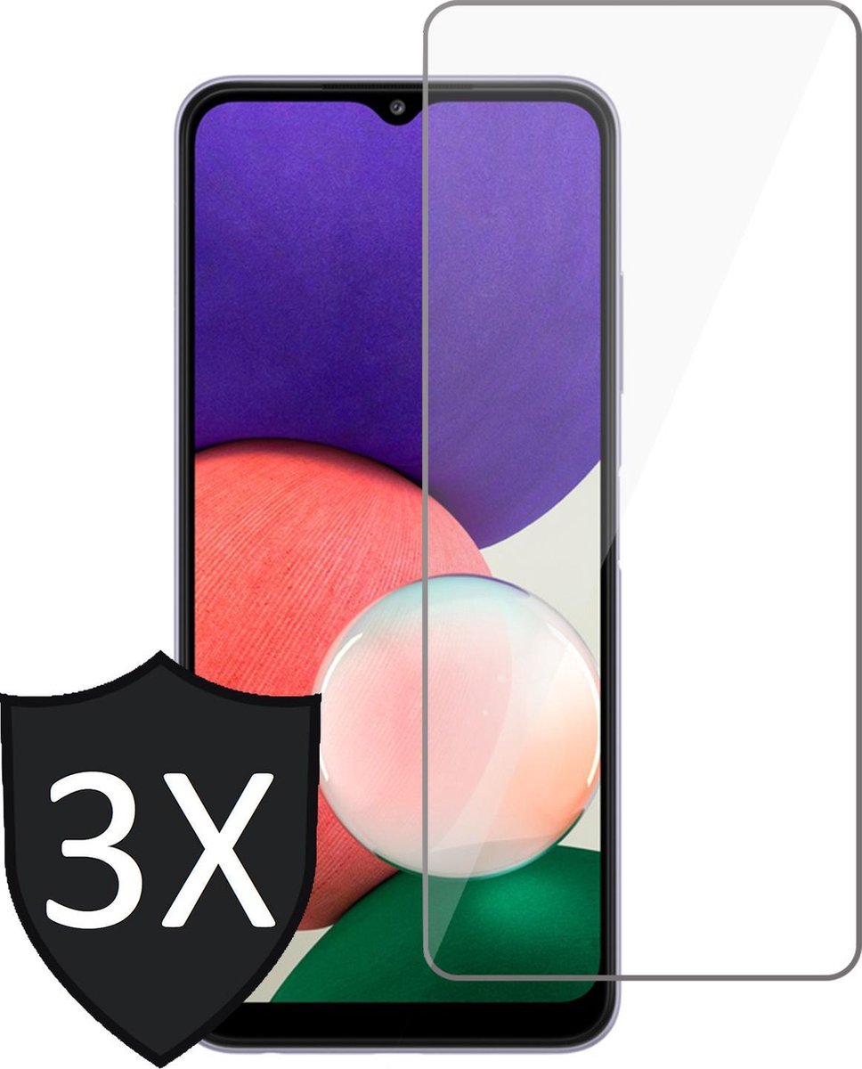 Screenprotector geschikt voor Samsung Galaxy A22 5G - Glas Screen Protector - 3 Stuks