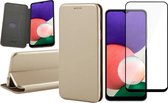 Hoesje geschikt voor Samsung Galaxy A22 5G - Bookcase Goud - Screen Protector - Wallet Hoesje