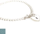 Zilveren armband - Dames Armband - Schakelarmband - Gourmet schakel - Padlock Hart - 925 Zilver