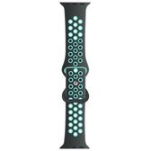 Vlindergesp Dual-tone vloeibare siliconen vervangende horlogeband voor Apple Watch Series 6 & SE & 5 & 4 44 mm / 3 & 2 & 1 42 mm (grijs + groenblauw)