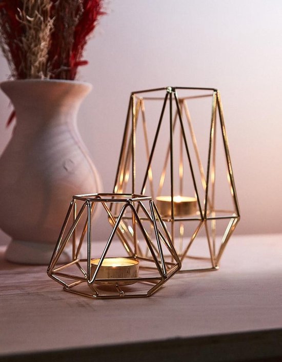 Bougeoirs bougies chauffe-plat hexagonales modernes en or - Set bougies chauffe- plat