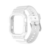 TPU geïntegreerde vervangende horlogekast horlogeband voor Apple Watch Series 6 & SE & 5 & 4 40 mm / 3 & 2 & 1 38 mm (wit)