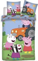 Dekbedovertrek ledikant 100x135 thema peppa Big Tracktor 100 % katoen