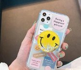 SMILEY Apple Iphone 12 - 12 PRO + Popgrip SMILEY Zachte houder Met Glitter Transparent Hoesje