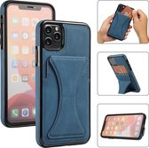 GSMNed – Luxe iPhone 12/12 Pro Blauw – hoogwaardig Leren Pu Hoesje – iPhone 12/12 Pro Blauw – Card case