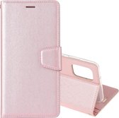 Voor Samsung Galaxy Note20 Zijden Textuur Horizontale Flip Leren Case met Houder & Kaartsleuven & Portemonnee & Fotolijst (Rose Goud)