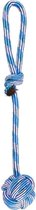 Flamingo katoen joe touw + knoopbal blauw /wit - 42 x 7 x 7cm