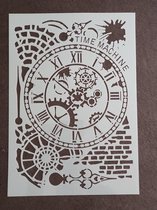 Klok, stencil, A4, kaarten maken, scrapbooking