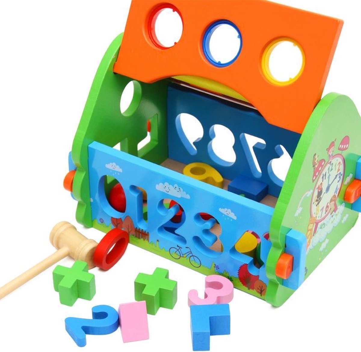 Maison d'activités ZaCia - Jouets Éducatif - Blocs de bois - Jeu de marteau  - Cube