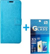 Portemonnee Bookcase Hoesje + 2 Pack Glas Geschikt voor: Samsung Galaxy A22 4G - turquoise