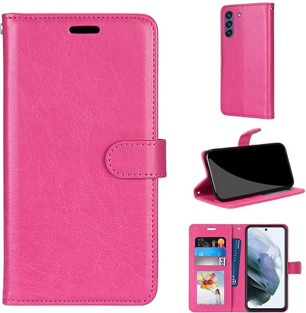 Portemonnee Book Case Hoesje Geschikt voor: Samsung Galaxy S21 FE - roze