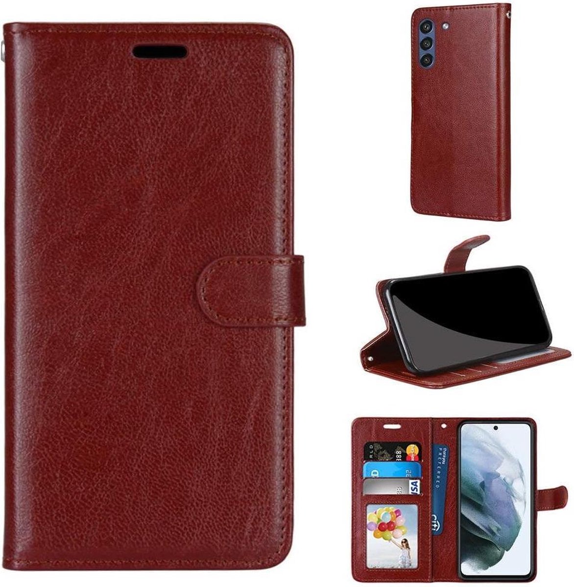 Portemonnee Book Case Hoesje Geschikt voor: Samsung Galaxy S21 FE - bruin