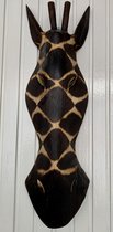 Balivie - Decoratief beeld of figuur - Giraffe Masker - Hout - Gebrand vlekkenpatroon - uit Bali