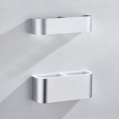 WD12 Ponsvrij Paraplu Frame Eenvoudige Ruimte Aluminium Muur Opknoping Afvoer Paraplu Opbergrek, Paraplubit: Zilver Dubbel