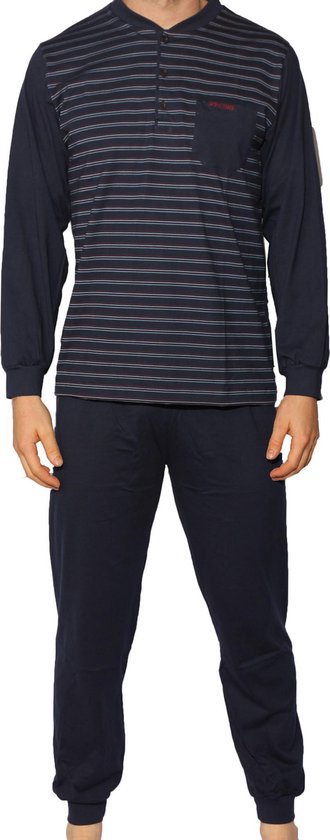 Gentlemen tricot heren pyjama 4170 - 3 knoopjes - XXL - Blauw | bol.com
