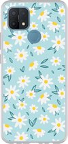 Oppo A15 Hoesje Siliconen - Abstract floral blue Case/Cover TPU - Smartphonebooster.nl