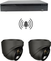 Beveiligingscamera set 2x Sony 5MP IP Dome camera zwart met geluidsopname