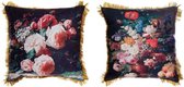 Kussen DKD Home Decor Blommor Linnen Polyester (2 pcs) (45 x 11 x 45 cm)